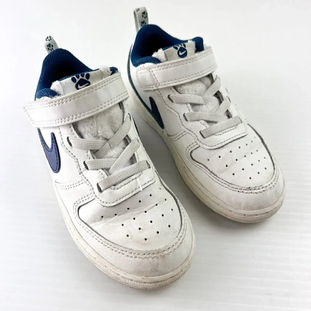 Nike Court Borough Low 2 Se Sneakers Boys Size 10 (Tdv) White Blue Dog Paw